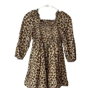 Crewcuts by J Crew. Brown and Cream Animal Print Dress. Smocked on top. Girls  7